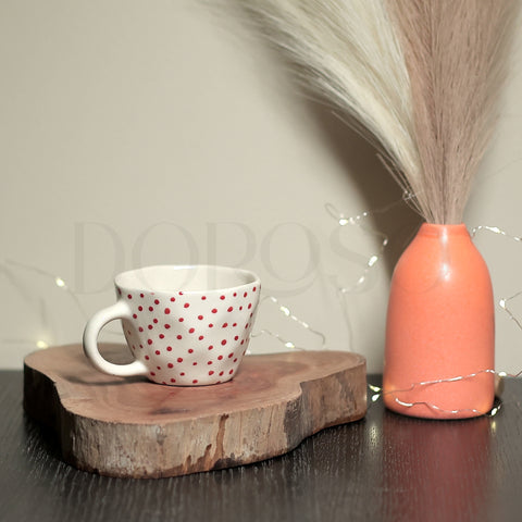 HEART & POLKA DOT PRINT HANDMADE CUPS - SET OF 6