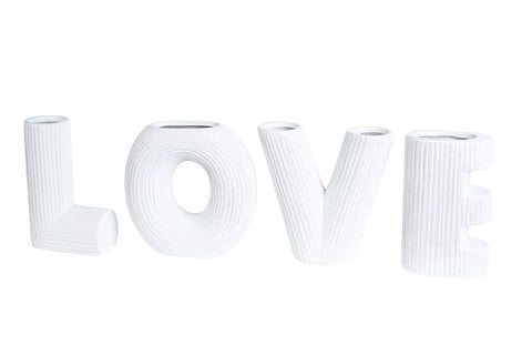 WHITE LOVE VASE SET OF 4