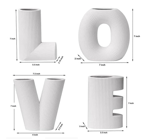 WHITE LOVE VASE SET OF 4