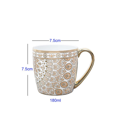 INDIAN FLORAL MEDALLION GOLDEN TEA CUP 160ML - SET OF 6