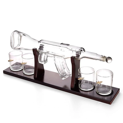 AK47 DECANTER SET + 4 BULLET GLASSES + TRAY