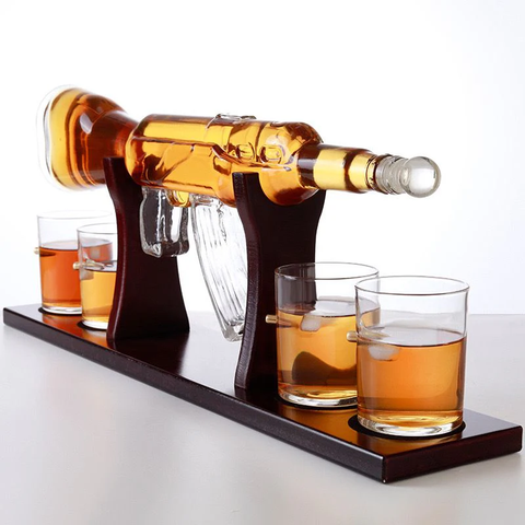 AK47 DECANTER SET + 4 BULLET GLASSES + TRAY