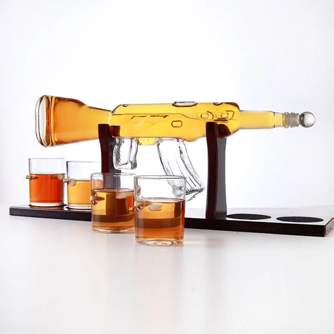 AK47 DECANTER SET + 4 BULLET GLASSES + TRAY