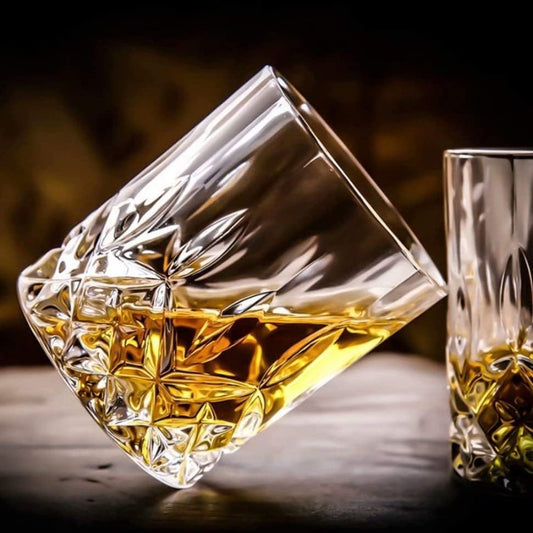 KINGSTON CUT WHISKEY GLASS SET OF 6 + FREE PEG MEASURE