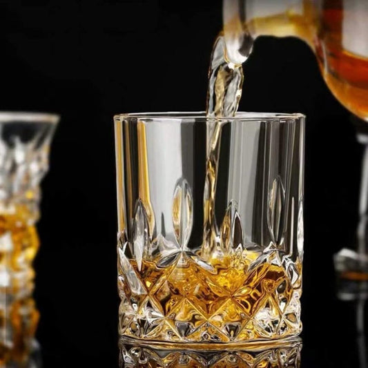 KINGSTON CUT WHISKEY GLASS SET OF 6 + FREE PEG MEASURE