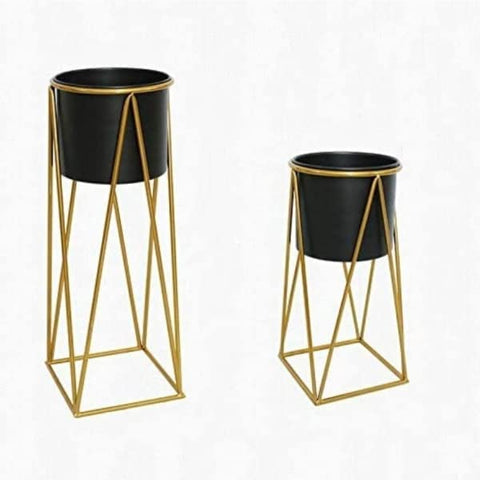 MODERN METAL FLOOR TALL PLANTERS FOR INDOOR - OUTDOOR PLANTS - PACK OF 2