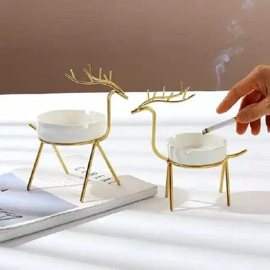 FANCY CERAMIC AND METAL FRAME ASH TRAY FOR SMOKING USE FOR HOME OFFICE HOTEL AND RESTAURANT