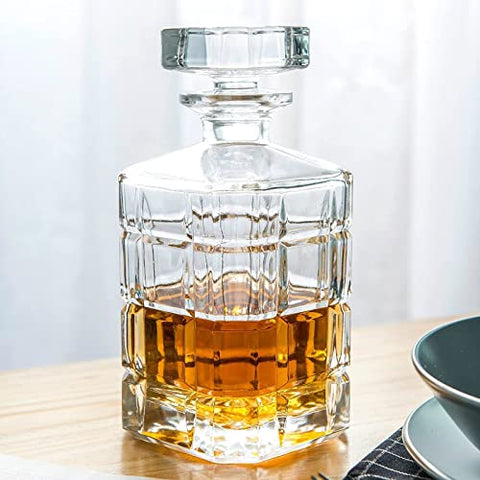 EUROPEAN STYLE SQUARE CLEAR GLASS DECANTER SET - PACK OF 7