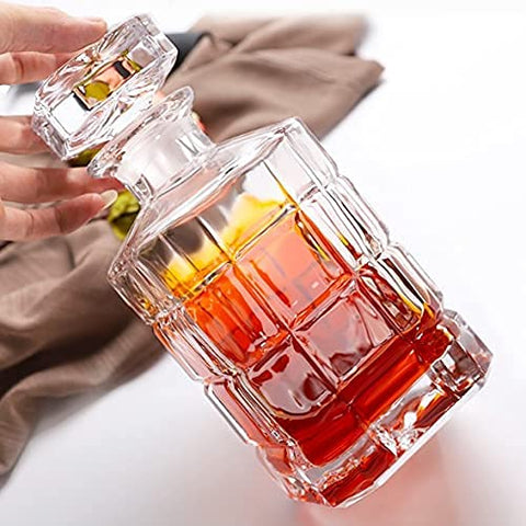EUROPEAN STYLE SQUARE CLEAR GLASS DECANTER SET - PACK OF 7