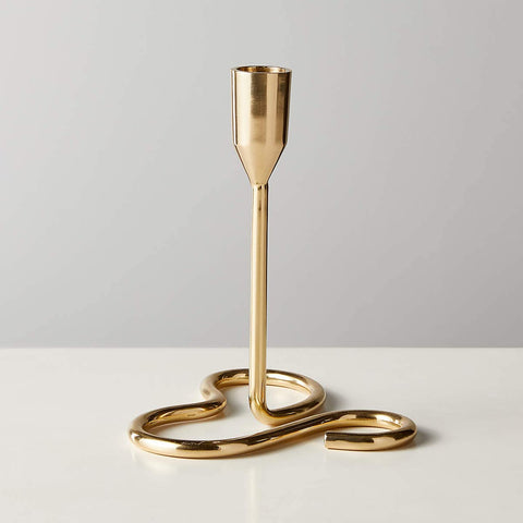 METAL GOLDEN CURVE TAPER CANDLE HOLDER - PACK OF 3