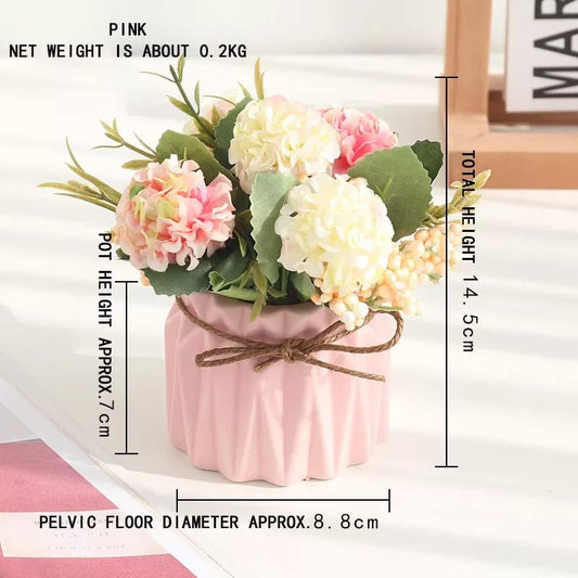 FLOWERS WITH POT DECORATIVE PLANTS - SET OF 3
