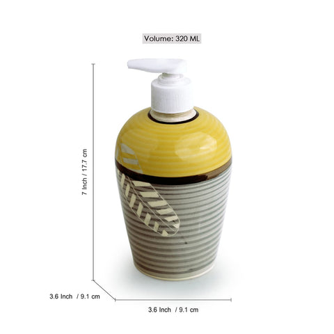 LEAVES IMPRINTED CERAMIC BATHROOM ACCESSORIES SET - PACK OF 3