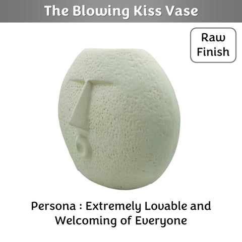 THE BLOWING KISS FACE CERAMIC FLOWER VASE - PACK OF 1