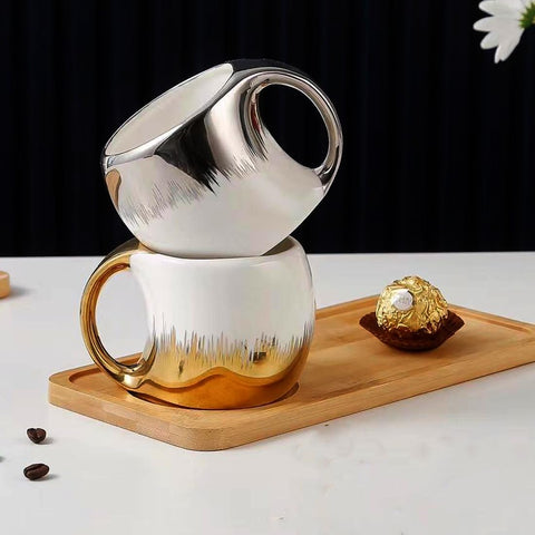 ELECTROPLATING CERAMIC COFFEE MUG 220ML - PACK OF 2