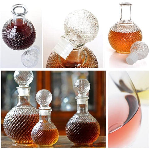 EUROPEAN STYLE ROUND CLEAR GLASS DECANTER SET - PACK OF 5
