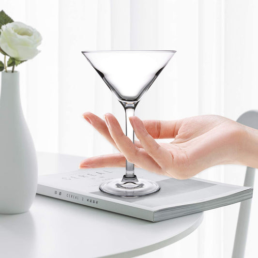 HAND BLOWN CRYSTAL MARTINI GLASSES WITH STEM 240ML - PACK OF 6