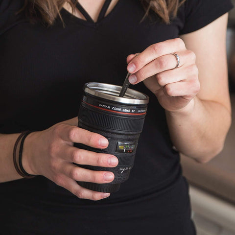 CAMERA LENS COFFEE MUG WITH 2 LID - PACK OF 1