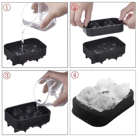 3D SKULL SILICONE ICE CUBE TRAY MOLD - PACK OF 2