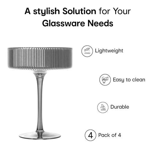 CHAMPAGNE COUPE GLASSES 200ML - PACK OF 4