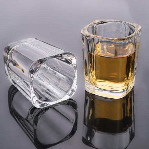CRYSTAL SHOT GLASS 50ML WITH RUSTIC RUFOUS WOOD SERVING TRAY - PACK OF 12