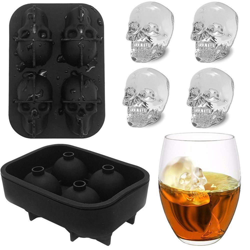 3D SKULL SILICONE ICE CUBE TRAY MOLD - PACK OF 2