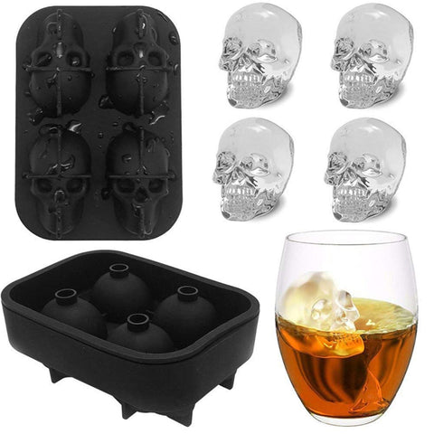 3D SKULL SILICONE ICE CUBE TRAY MOLD - PACK OF 2