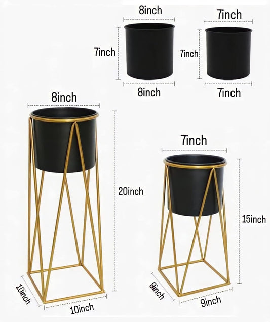 MODERN METAL FLOOR TALL PLANTERS FOR INDOOR - OUTDOOR PLANTS - PACK OF 2