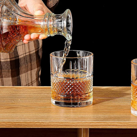 EUROPEAN STYLE ROUND CLEAR GLASS DECANTER SET - PACK OF 5