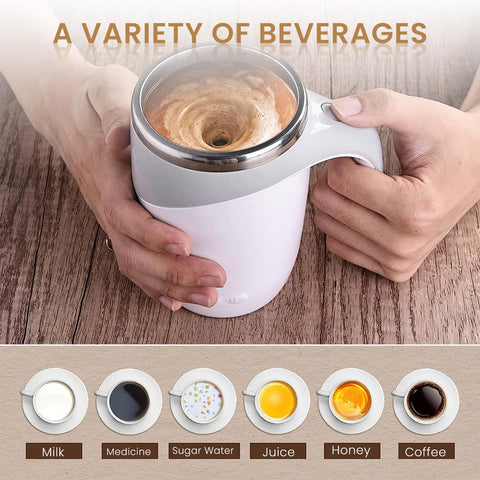 AUTOMATIC MIXING MUG WITH LID FOR COFFEE & TEA