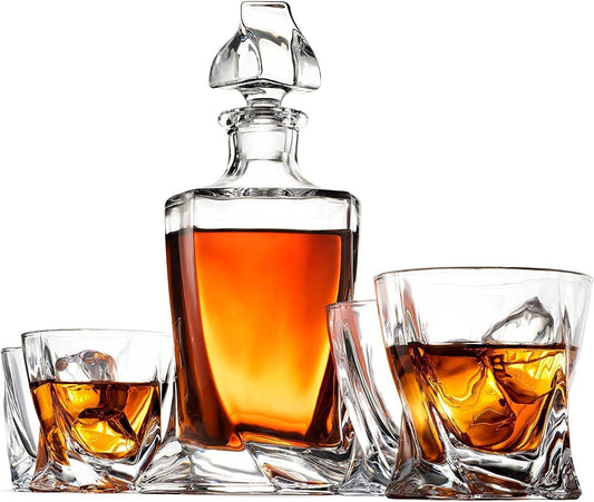 TWIST WHISKEY DECANTER SET WITH 6 GLASSES