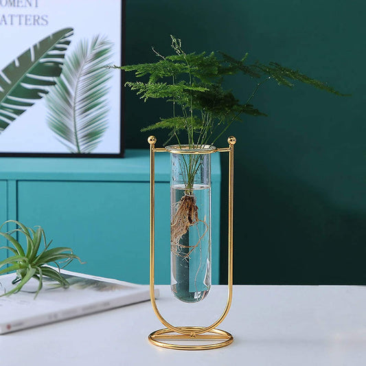 MODERN METAL FRAME TUBE VASE