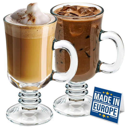 CAPPUCCINO & HOT CHOCOLATE GLASS MUG (MADE IN EUROPE) - PACK OF 2