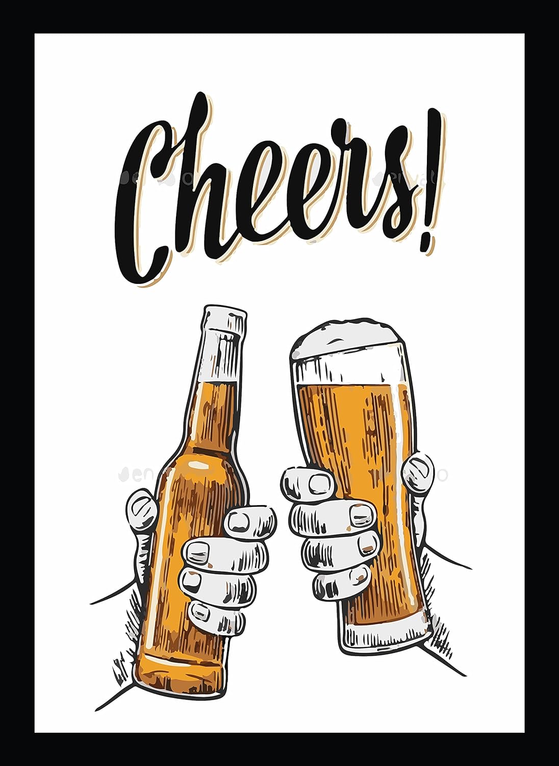 CHEERS QUOTE PRINTED WALL HANGING WITH WOODEN FRAME