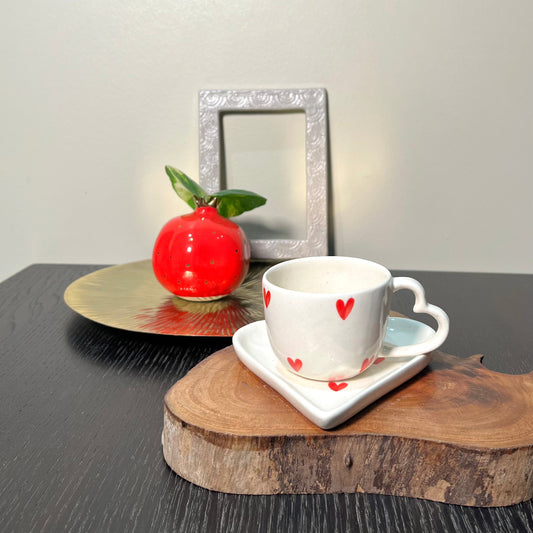 VALENTINE'S HEART CUP & SAUCER SET OF 4