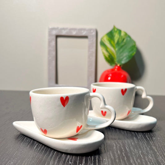 VALENTINE'S HEART CUP & SAUCER SET OF 4