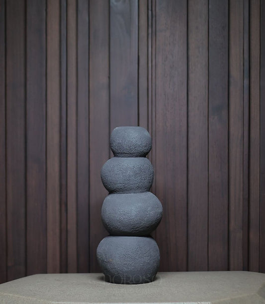 PEBBLE BLISS CERAMIC VASE EARTHY FINSH - CHARCOAL BLACK